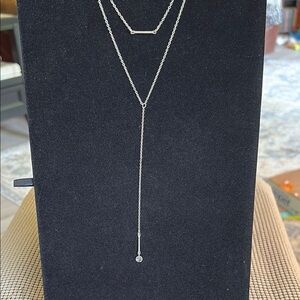 Silver Layered Y-Drop Necklace